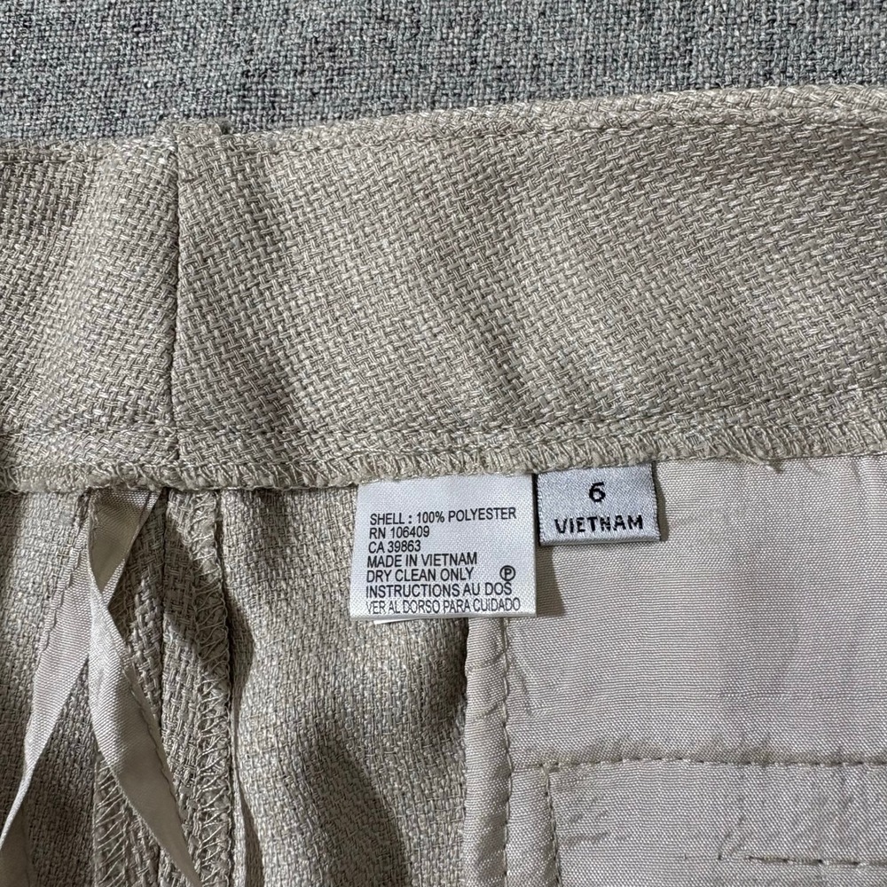 TAHARI Arthur S Levine Women Pant Suit Jacket 6 Cream Beige Hemp Linen Textured - Picture 11 of 12